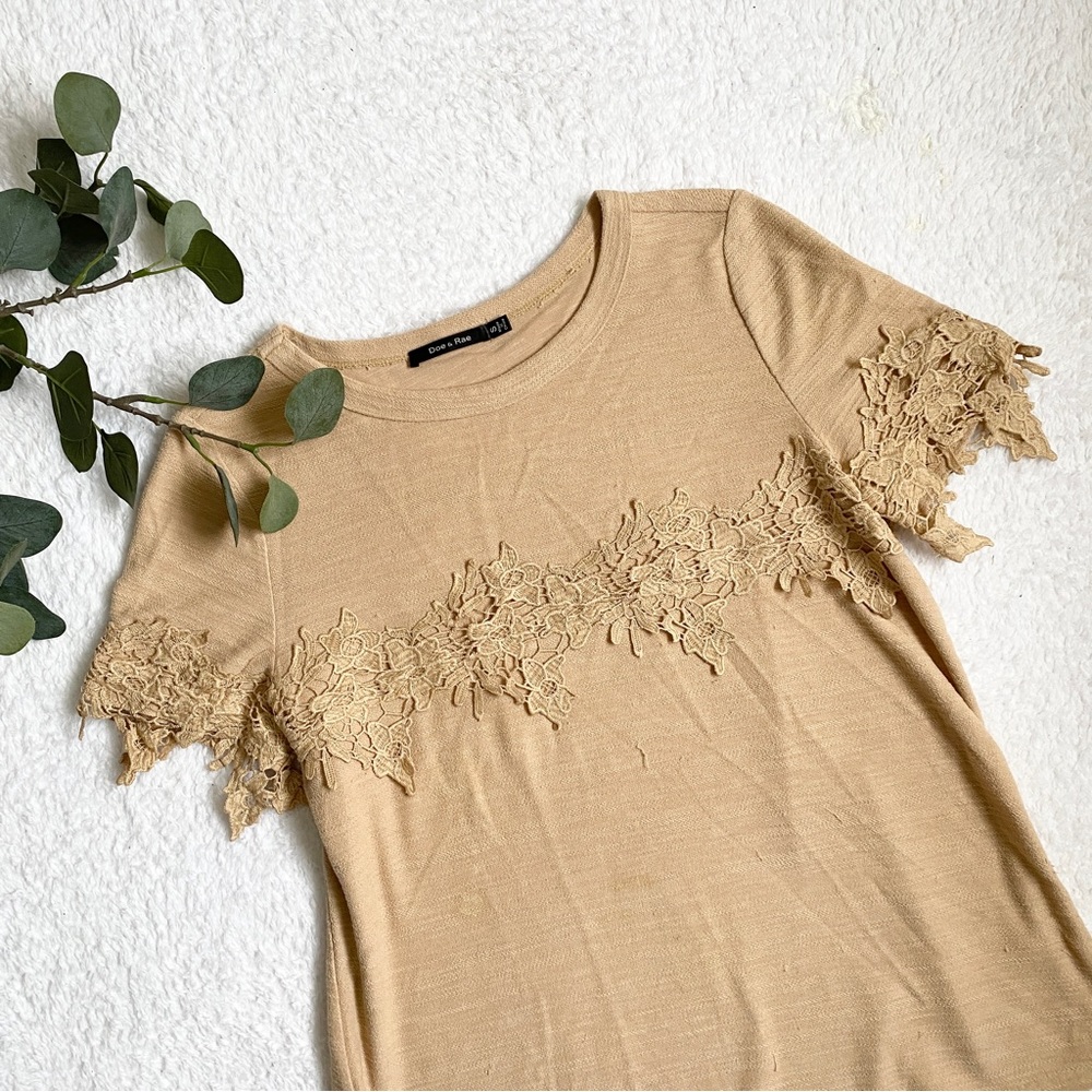 Roolee | doe and Rae short sleeve crochet detail sweater sweatshirt type tshirt
